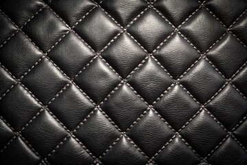 Fototapeta premium Black Leather Texture Background with Diamond Pattern - Luxury Stock Photo