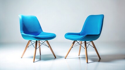 Fototapeta premium Blue Chairs Isolated on White Background - Stock Photo