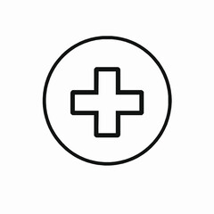 Medical Cross Symbol Outline Icon, Healthcare Vector, Editable Stroke, Minimalist Black Illustration
