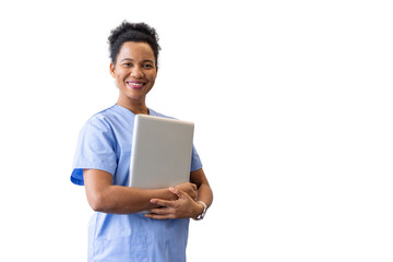 Experienced African American nurse with a warm smile