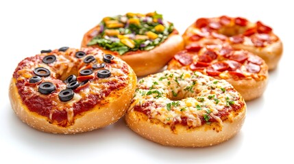 Mouthwatering Mashup Pizza Bagel - A Crispy Bagel with Flavorful Pizza Sauce, Cheese, and Fresh Toppings, Baked to Perfection