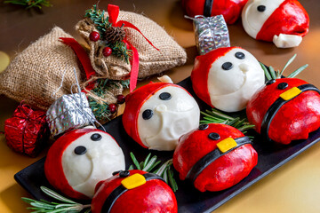 Festive vegetarian bao buns stuffed with vegetables - Christmas themed food