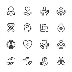 A set of icons that include peace, love, and other symbols