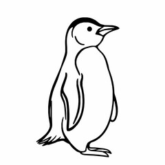 Obraz premium Penguin Outline Icon, Black Stroke, Editable Vector, Arctic Bird Design,