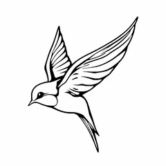 Obraz premium Swallow Bird Outline Icon, Black Stroke, Editable Vector, Freedom Symbol Designs,
