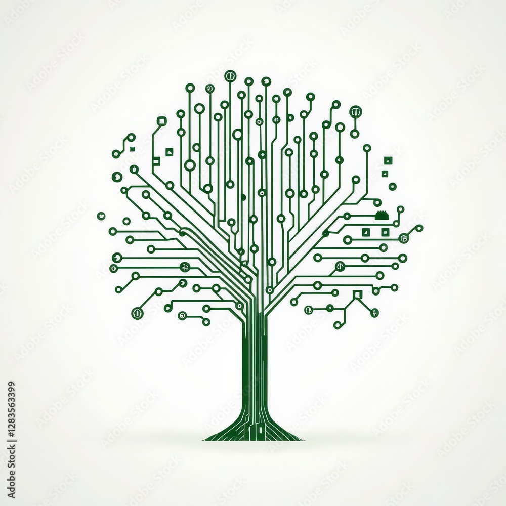 Poster digital tree: an artistic representation of a tree constructed from interconnected circuit board com