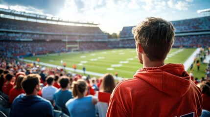 College stadium with fans eagerly waiting for the game to start. Featuring anticipation and excitement