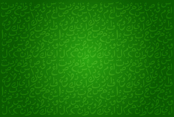 Seamless Green Arabic Text Design, Arabian Calligraphic Typography Texture
