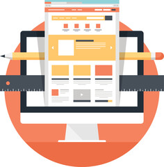 Web Design and Development flat web icon concept
