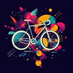 Fototapeta premium Abstract Bike Adventure: A vibrant, artistic representation of a bicycle, bursting with colorful energy and abstract design elements, capturing the thrill of cycling. 