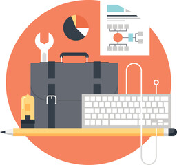 Project management flat web icon concept