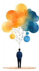 Franchise Growth & Brand Expansion Abstract thought representation with colorful clouds.