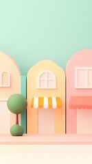Franchise Growth & Brand Expansion Colorful pastel houses in a playful style.