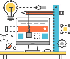 web design flat line design concept