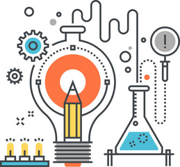 creativity and inspiration flat line design concept