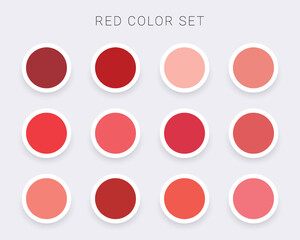 Vector Red Color Palette Collection. Red Color Set
