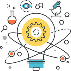 Obraz premium innovation and discovery flat line design concept