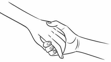 Fototapeta premium Holding Hands Line Art - Minimalist One-Line Drawing of Connection and Support.