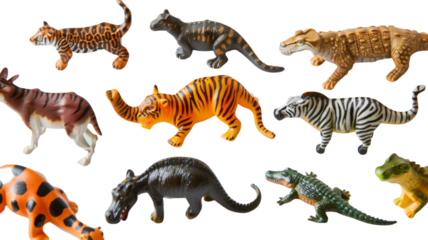 Animal figurines set for kids' learning transparent background