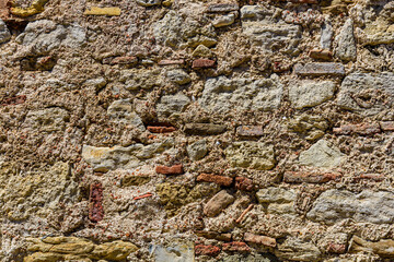 Texture of the shell rock limestone wall for background. Natural pattern