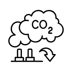 carbon emissions icon, carbon emissions line art - simple line art of carbon emissions, perfect for carbon emissions logos and icons