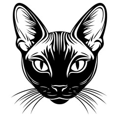 Obraz premium Chubby Cornish Rex cat head linear art illustration animal vector