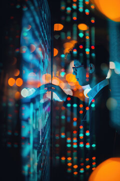 Person working with cryptocurrency and banking in the future