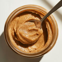 Minimalist Almond Butter Jar on White Background