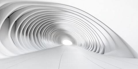 Naklejka premium White futuristic tunnel with light at the end leading to hope and new discoveries