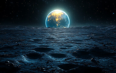 Stunning Earthrise Over Moon Horizon in Cinematic Detail  