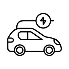 electric car icon, electric car line art - simple line art of electric car, perfect for electric car logos and icons