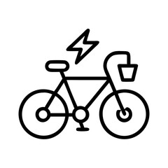 electric bicycle icon, electric bicycle line art - simple line art of electric bicycle, perfect for electric bicycle logos and icons