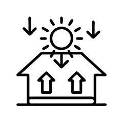 passive solar design icon, passive solar design line art - simple line art of passive solar design, perfect for passive solar design logos and icons