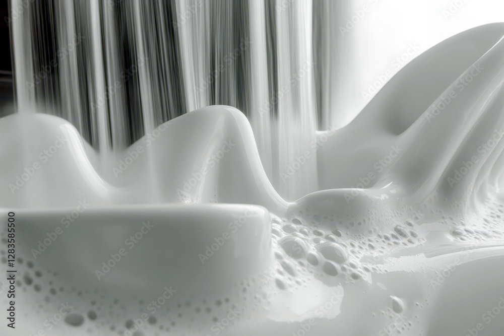 Aufkleber milk flows gracefully, creating exquisite curves and waves in a minimalist setting