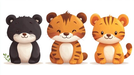 Cute Cartoon Animals Vector Illustration for Children's Design