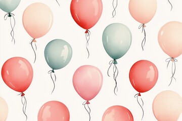A vibrant pattern of balloons in soft pastel colors, creating a festive and cheerful atmosphere.