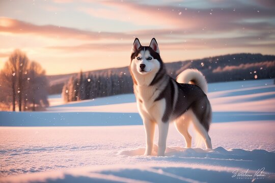 siberian husky dog in snow