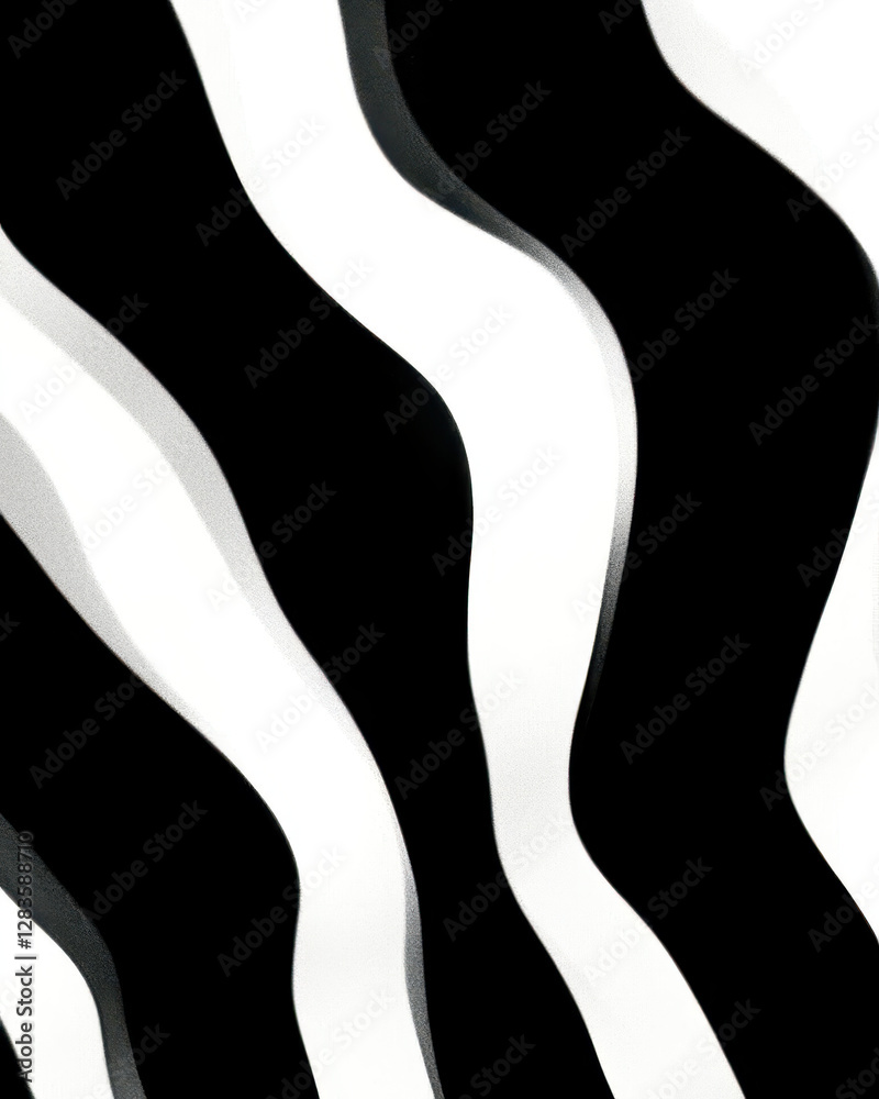 Poster Fluid Abstraction of a Cow Print Pattern Showcasing Dynamic Black and White Shapes in Modern Art