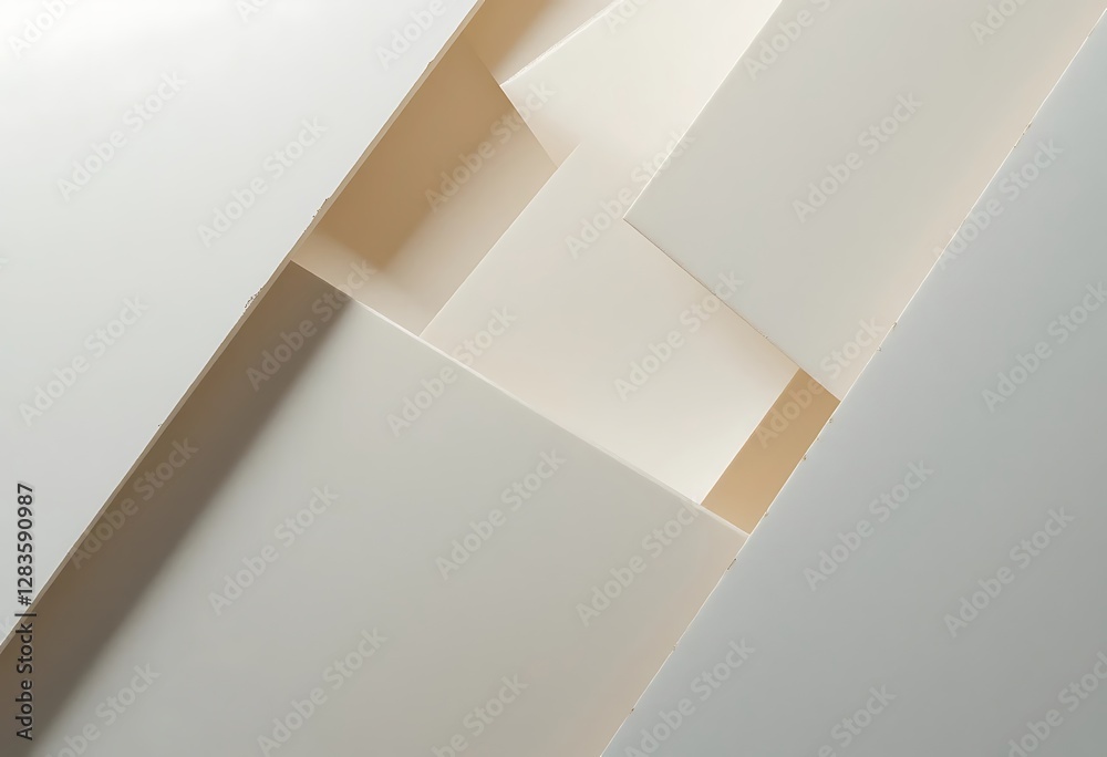 Poster abstract composition of shapes created with overlapping rectangular planes