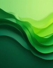 Vibrant Green Curving Layers Representing Soft Forms on the Green Canvas