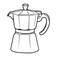 Coffee moka pot art appliance drawing vector