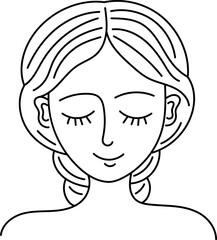 Black and white vector illustration of a woman