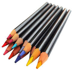 Fototapeta premium Colored pencils arranged neatly on a transparent background PNG