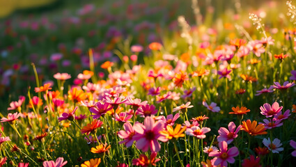 Fototapeta premium field of colorful tulips