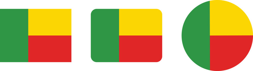 Obraz premium Benin Flag: Square and Oval Versions