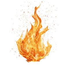 Vibrant Fire Flame with Sparks Isolated on Transparent Background