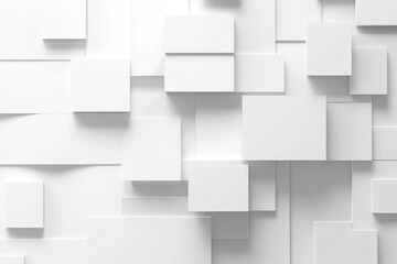 White abstract geometric surface with squares and rectangles creating modern pattern