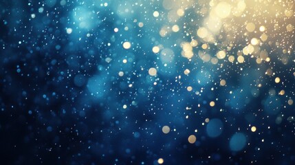 Fototapeta premium Abstract blue and gold festive background with blurred lights and bokeh effect