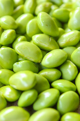 Pile of fresh edamame soybeans seeds. Foos ingredients