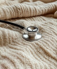Neonatal Stethoscope on Soft Baby Blanket Pediatric Care Image